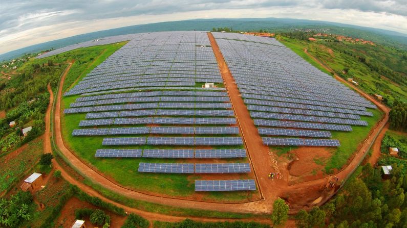 An Africa-shaped 8.5 megawatt solar plant east of Rwanda's capital Kigali came into full production in December 2015. Its 28,360 photovoltaic panels spread across 17 hectares and light up 15,000 homes in the region -- <a href="index.php?page=&url=http%3A%2F%2Fgigawattglobal.com%2F2015%2F02%2F08%2Fgigawatt-global-launches-east-africas-first-solar-field%2F" target="_blank" target="_blank">boosting electricity generation in Rwanda by 6%</a>.<br />
