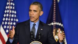 PARIS, FRANCE - DECEMBER 01: President of the United States of America, Barack Obama makes a speech during The Barack Obama's Press Conference on December 1, 2015 in Paris, France. (Photo by Pascal Le Segretain/Getty Images)