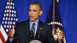 PARIS, FRANCE - DECEMBER 01:  President of the United States of America, Barack Obama makes a speech during The Barack Obama's Press Conference on December 1, 2015 in Paris, France.  (Photo by Pascal Le Segretain/Getty Images)