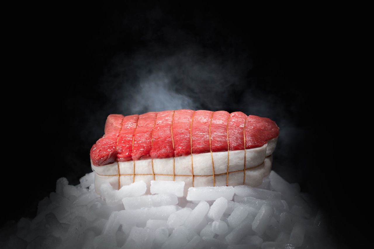 Through a process called "hibernation," invented by France's Polmard family, meat can be stored safely for any length of time. Cold air is blown at speeds of 120 kilometers per hour over the beef in a -43 C environment. The 2000 vintage cote de boeuf (rib steak) can cost as much as $3,200.