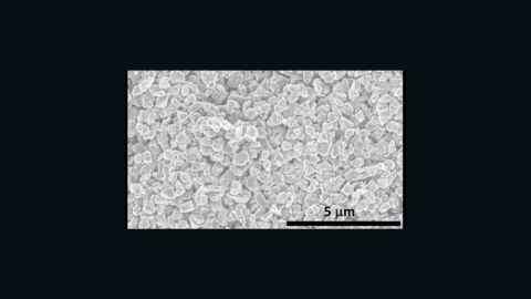 Electron microscope shows microdiamonds made with new technique related to Q-carbon.