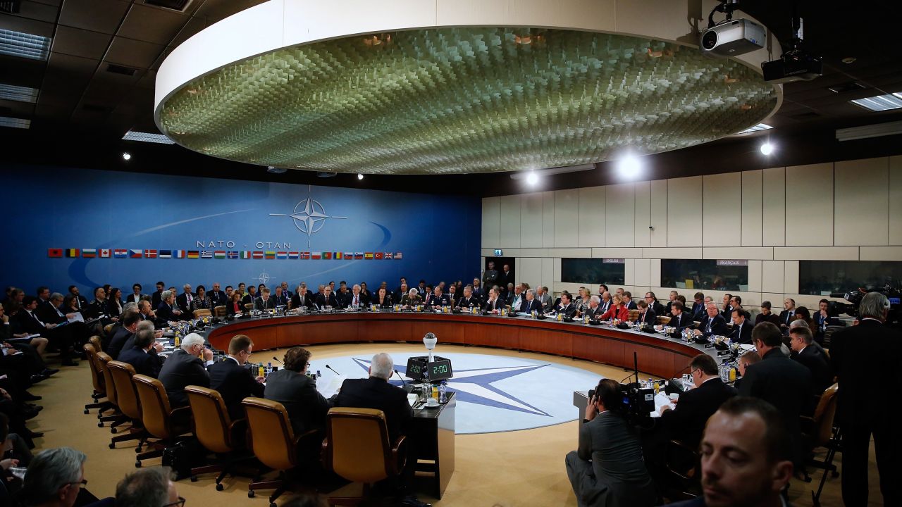 NATO foreign ministers gather to formally admit Montenegro during ministerial meetings at the NATO Headquarters in Brussels on December 2, 2015. 
