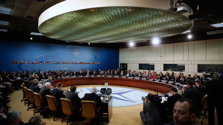 NATO foreign ministers gather for the session to formally admit Montenegro during ministerial meetings at the NATO Headquarters in Brussels on December 2, 2015. 
NATO foreign ministers invited Montenegro to join the US-led military alliance, a move Russia has repeatedly warned would be a provocation and a threat to stability in the western Balkans.
 / AFP / POOL / JONATHAN ERNST        (Photo credit should read JONATHAN ERNST/AFP/Getty Images)