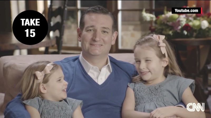 Watch Ted Cruz coach his family through a campaign ad shoot