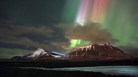 Northern lights beam over Akrafjall in Iceland's western region. West Iceland was recently named by Lonely Planet as one of the best destinations to visit in 2016. Photo by Finnur Andresson