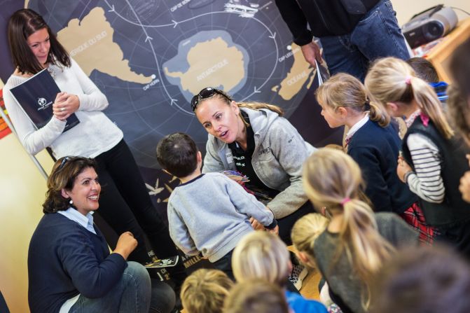 Her visit to the Notre Dame School of La Trinité along with Guichard was part of a partnership her Spindrift team is involved with. They presented the pupils and teachers with teaching kits related to their around the world adventure, including geography, nature and animals. 