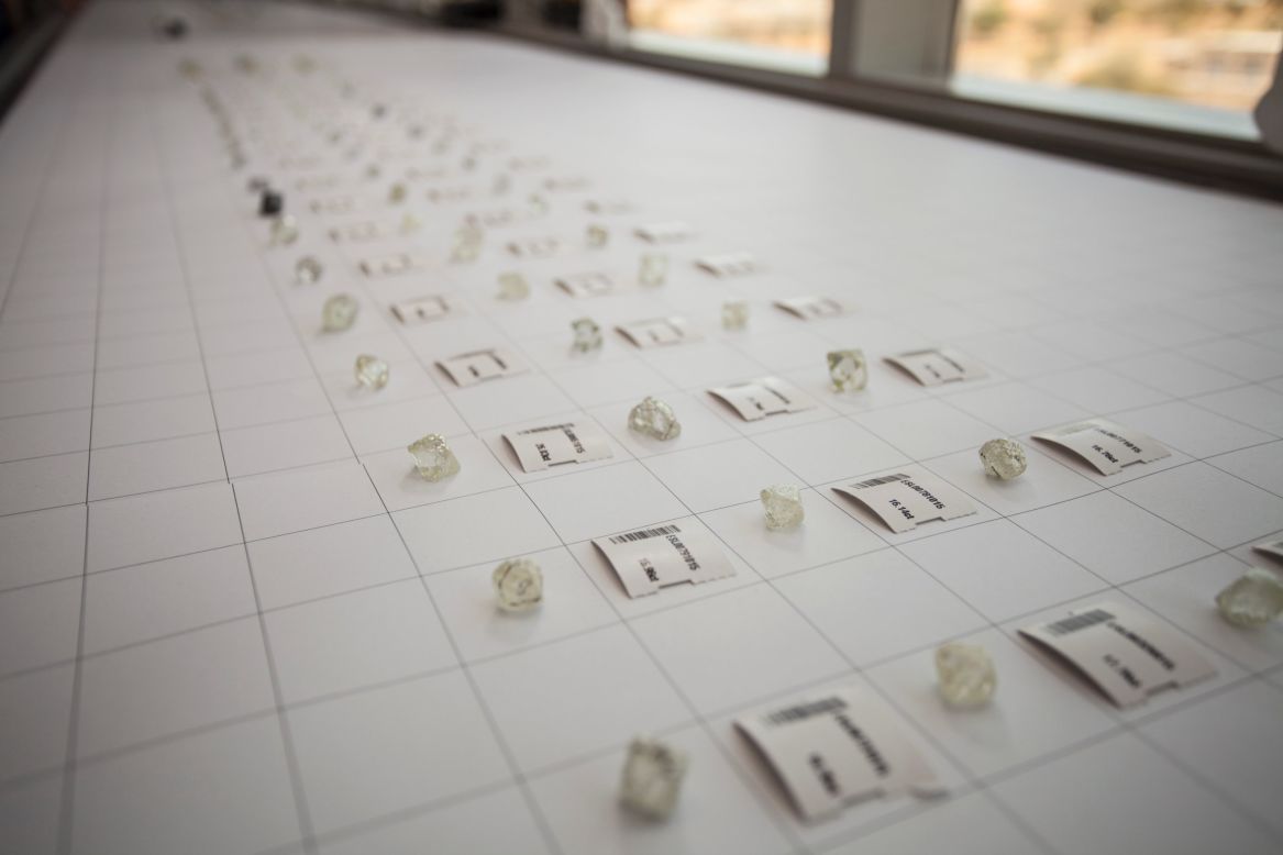 'Special' stones -- diamonds at least 10 carats in weight -- await valuation at De Beers' Global Sightholder Sales operation in Gaborone, Botswana.