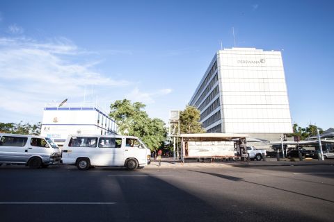 Debswana's headquarters in Gaborone, Botswana. Botswana has developed rapidly due to diamond exports, but faces a challenge to diversify its economy.