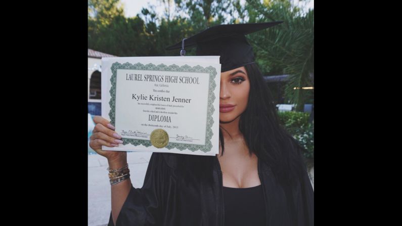 Fans celebrated with Jenner's sister Kylie when she posted this picture to Instagram <a href="https://www.instagram.com/p/5gPfhDHGvn/" target="_blank" target="_blank">showing off her diploma</a>. The photo received 2.3 million likes.