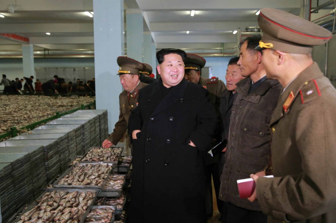 An undated image released from North Korea's KCNA news agency on November 23, 2015 shows North Korean leader Kim Jong Un  visiting an army Fishery Station.