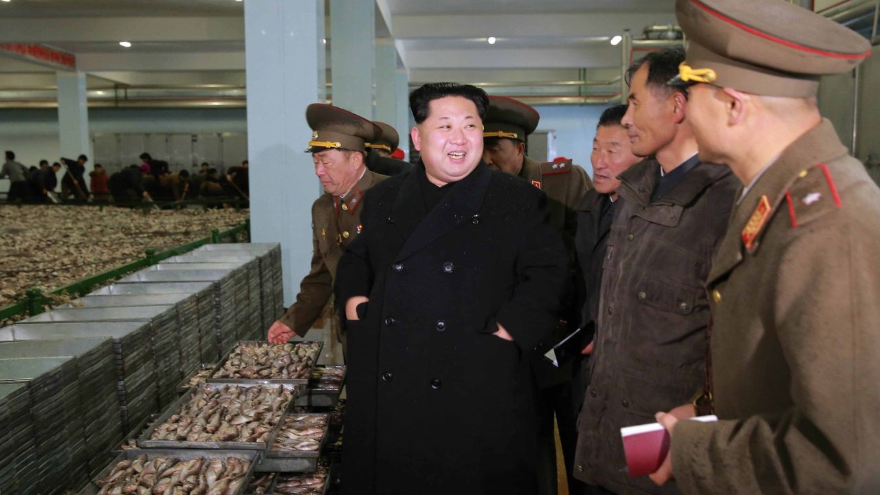An undated image released from North Korea's KCNA news agency on November 23, 2015 shows North Korean leader Kim Jong Un visiting an army Fishery Station.