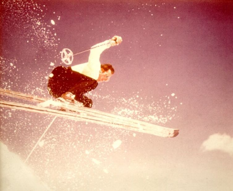 One of Obermeyer's mottos is: "Being old is not an excuse to be lazy." He can't be accused of that. He still tries to ski every day, though he probably can't replicate moves like this one from 1949.