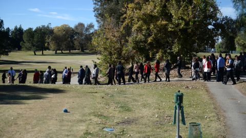 People gather at the San Bernardino Golf Course.