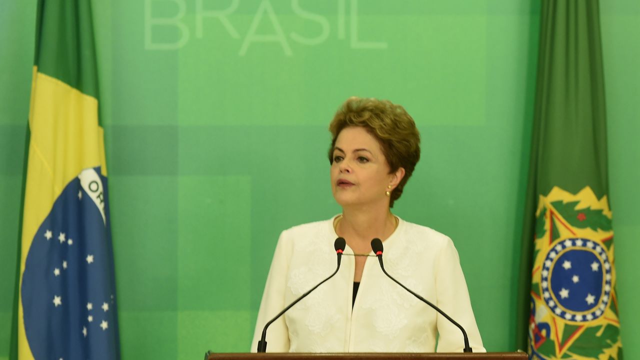 President Dilma Rousseff delivers a televised address on Dec. 2 after the impeachment announcement.