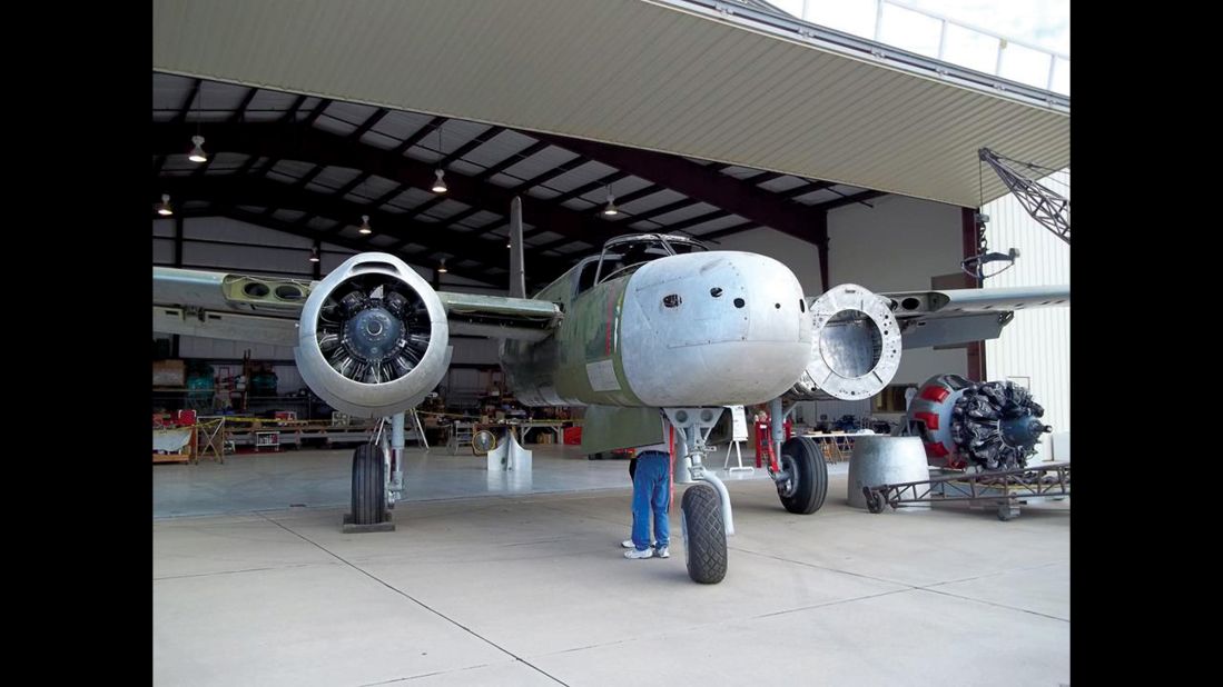 After 18 years, this Douglas A-26 Invader is nearing restoration. Aircraft manufacturer Boeing donated new spar caps, important structural  components for the wings. The Invader also needs a serious paint job. By spring 2017, the restoration crew based in Edmund, Oklahoma, expects to complete their long project. 