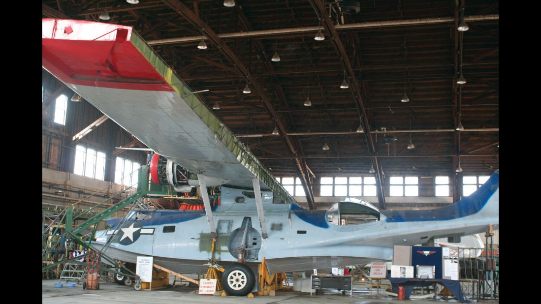 This Consolidated PBY Catalina seaplane has been "one of the most ambitious restoration projects in the history of the CAF," the CAF says. "Much of the internal structure on the wing's trailing edge is badly damaged," the CAF says, including several destroyed ribs. The restorers, based in Duluth, Minnesota, have painted it to match a historic PBY that took part in the 1942 Battle of Midway. 