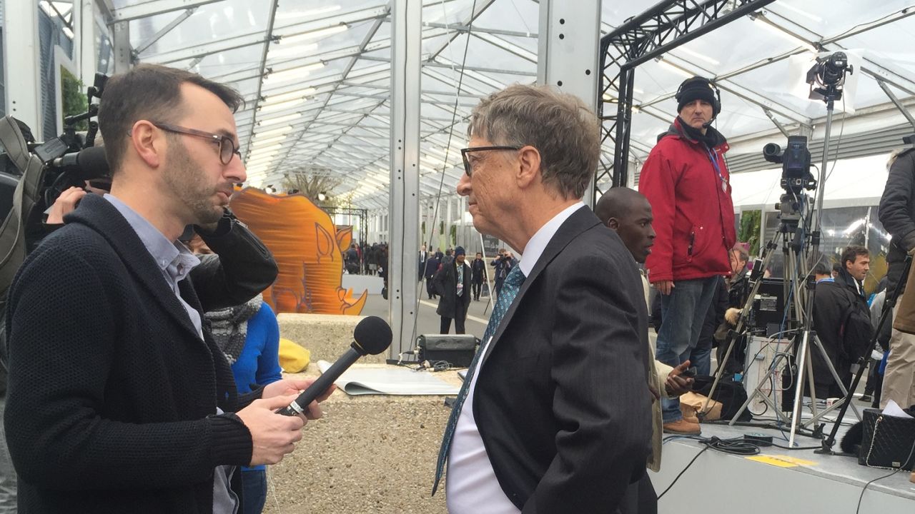 CNN's John Sutter speaks with Bill Gates at the climate change conference.