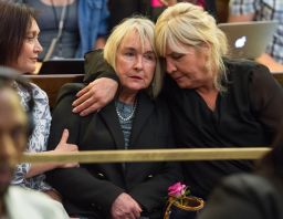 June Steenkamp, left, mother of Reeva Steenkamp, is comforted during proceedings.