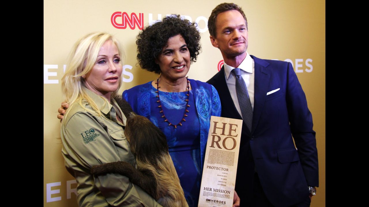 Neil Patrick Harris presented Top 10 CNN Hero Monique Pool with her award for her work rescuing, rehabilitating and releasing sloths in Suriname. He welcomed her to the stage as "the person who proves sloth is a virtue."