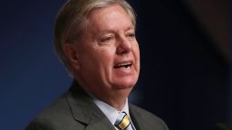 Republican presidential candidate Sen. Lindsey Graham addresses the Republican Jewish Coalition at the Ronald Reagan Building and International Trade Center on December 3, 2015, in Washington.