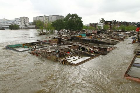 Houses submerged in flood waters in Chennai, December 3. 