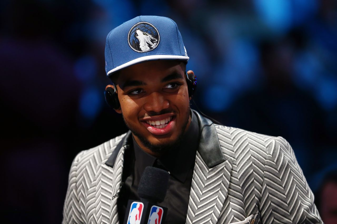 After being drafted first overall by the Minnesota Timberwolves in June, Karl-Anthony Towns thanked his suit designer Adrien Sauvage for the one-off piece which arrived from London that morning.