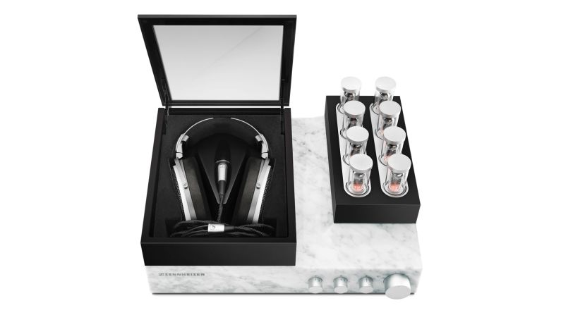 The <a href="index.php?page=&url=http%3A%2F%2Fen-uk.sennheiser.com%2Forpheus" target="_blank" target="_blank">Orpheus</a> are not your average luxury headphones. The price tag is a hefty $55,000, but for that you get what might just be the greatest personal listening experience available in the world. The electrostatic reference headphones are closer to a work of art than a piece is technology. They come with an amplifier crafted from a single block of marble, with an eight-channel vacuum tube pre-amp rising up out of it when switched on. Each headphone diaphragm is platinum-coated, and the Orpheus' cables are silver-plated, oxygen-free copper. There's no prescribed number Sennheiser say they'll make, but due to the intensive, handmade production process, the team behind the Orpheus can only make 250 sets a year.
