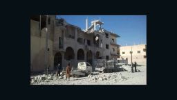In this photo from November 29 2015, provided to CNN by news website RBSS, you can the destruction of buildings after airstrikes
