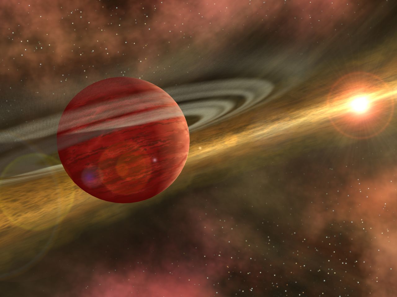 HD-106906b is a gaseous planet 11 times more massive than Jupiter. The planet is believed to have formed in the center of its solar system, before being sent flying out to the edges of the region by a violent gravitational event.