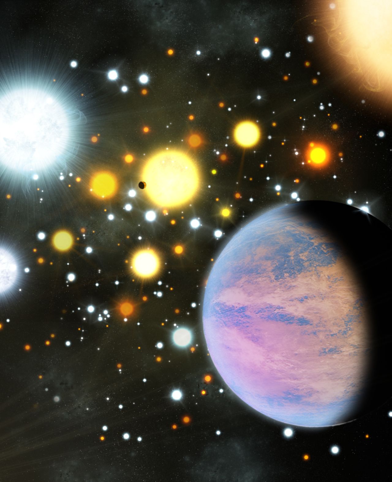Astronomers discovered two planets less than three times the size of Earth orbiting sun-like stars in a crowded stellar cluster approximately 3,000 light-years from Earth in the constellation Cygnus.