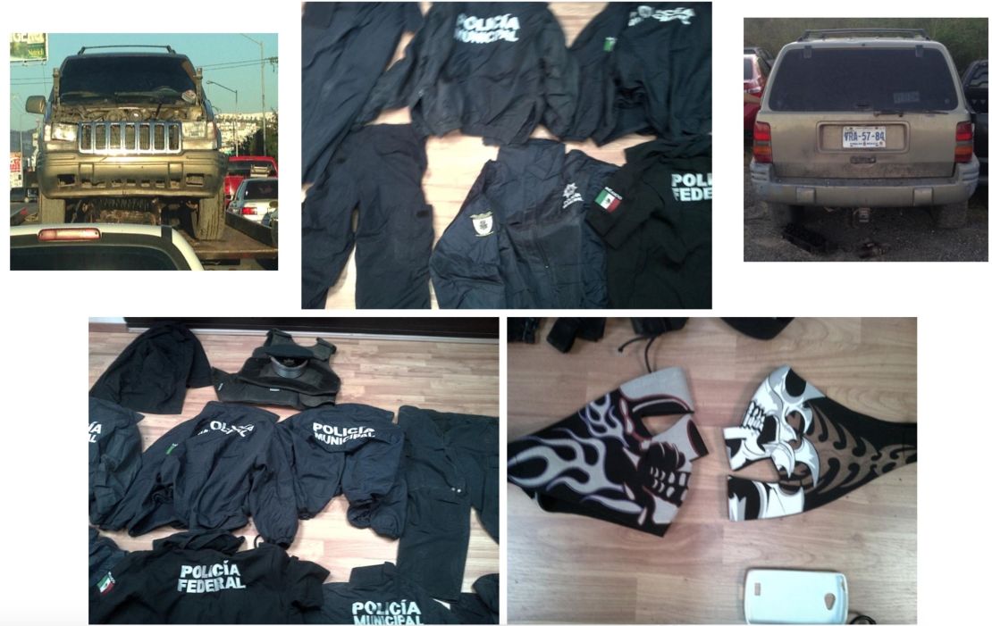 Images released by police show the car the men are alleged to have used, police uniforms and masks.
