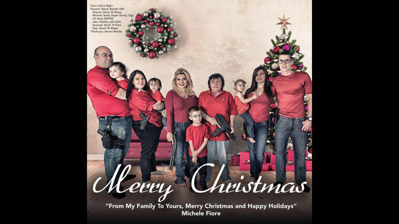 Politician Michele Fiore posted this Christmas card showing armed family members.