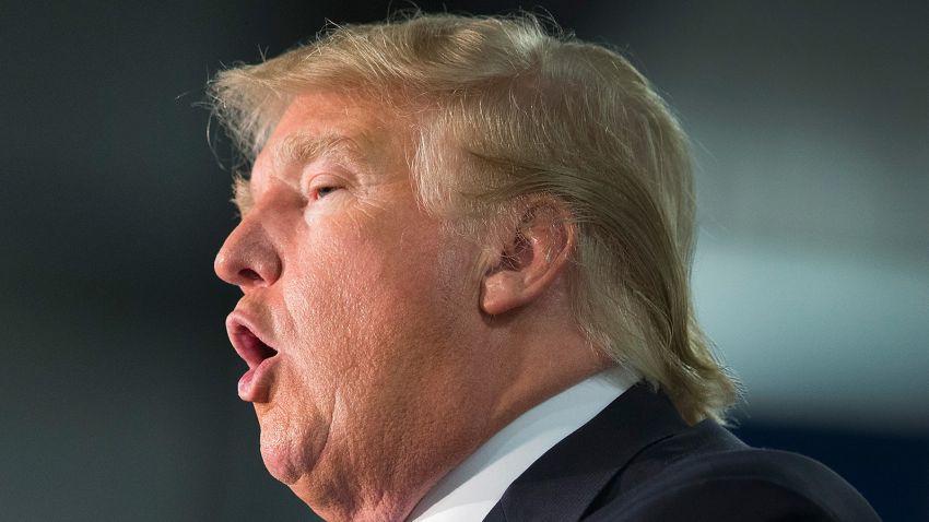 Republican presidential candidate Donald Trump speaks to guests gathered for a campaign event at Mississippi Valley Fairgrounds on December 5, 2015 in Davenport, Iowa. 