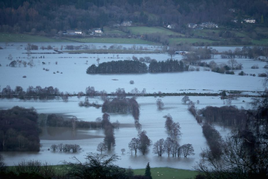 Fields around Keswick remain flooded December 6 after the weekend's torrential rain.