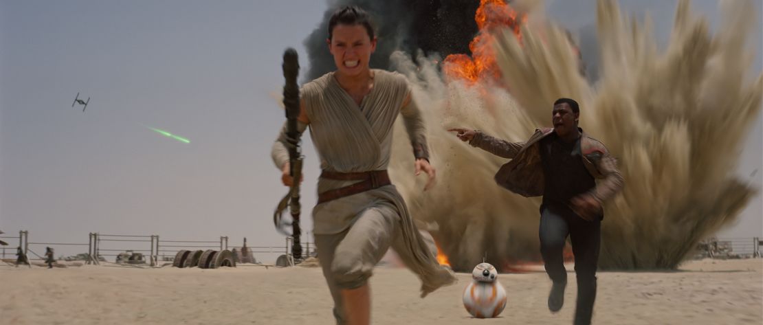 Not pictured: Herring and Chapman running behind BB-8.