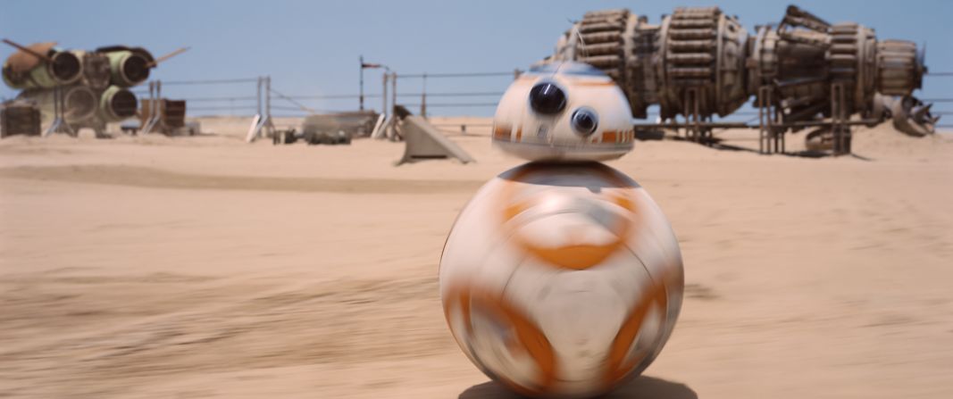BB-8, the plucky astromech featured in "Star Wars Episode VII: The Force Awakens," is the brainchild of designers Matt Denton and Joshua Lee, who eschewed CGI and created a tactile version of the droid for use on set. 