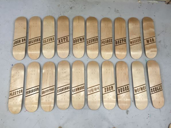 Gregor laser etched 68 maple wood boards with the names of the celebrities, friends and cultural icons who have supported him. "These are the people you need in your life to go, 'You know what, this is actually going to be fine.'"