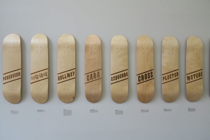 The names on Gregor's boards range from the world-famous to the niche. There's Nobel Prize-winning Japanese author Kawabata Yasunari, of whom Gregor is a fan; Cara Delevingne, who he worked on a film with; and comic artist Carol Ezquerra, whose Judge Dredd drawings he pored over as a boy.