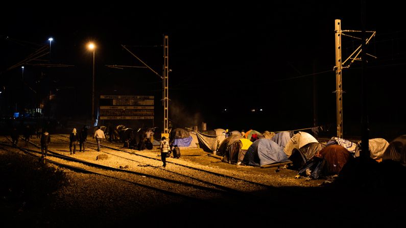Migrants find temporary shelters in tents at the border.