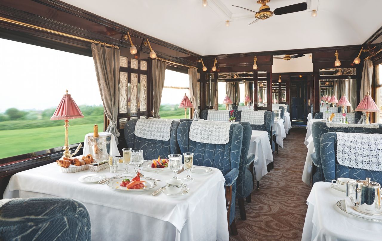 The Venice Simplon-Orient-Express menu features fresh ingredients taken on board at stops along the route. This can include lobsters from Brittany, tomatoes from Provence or saltmarsh lamb from Mont St Michel. 