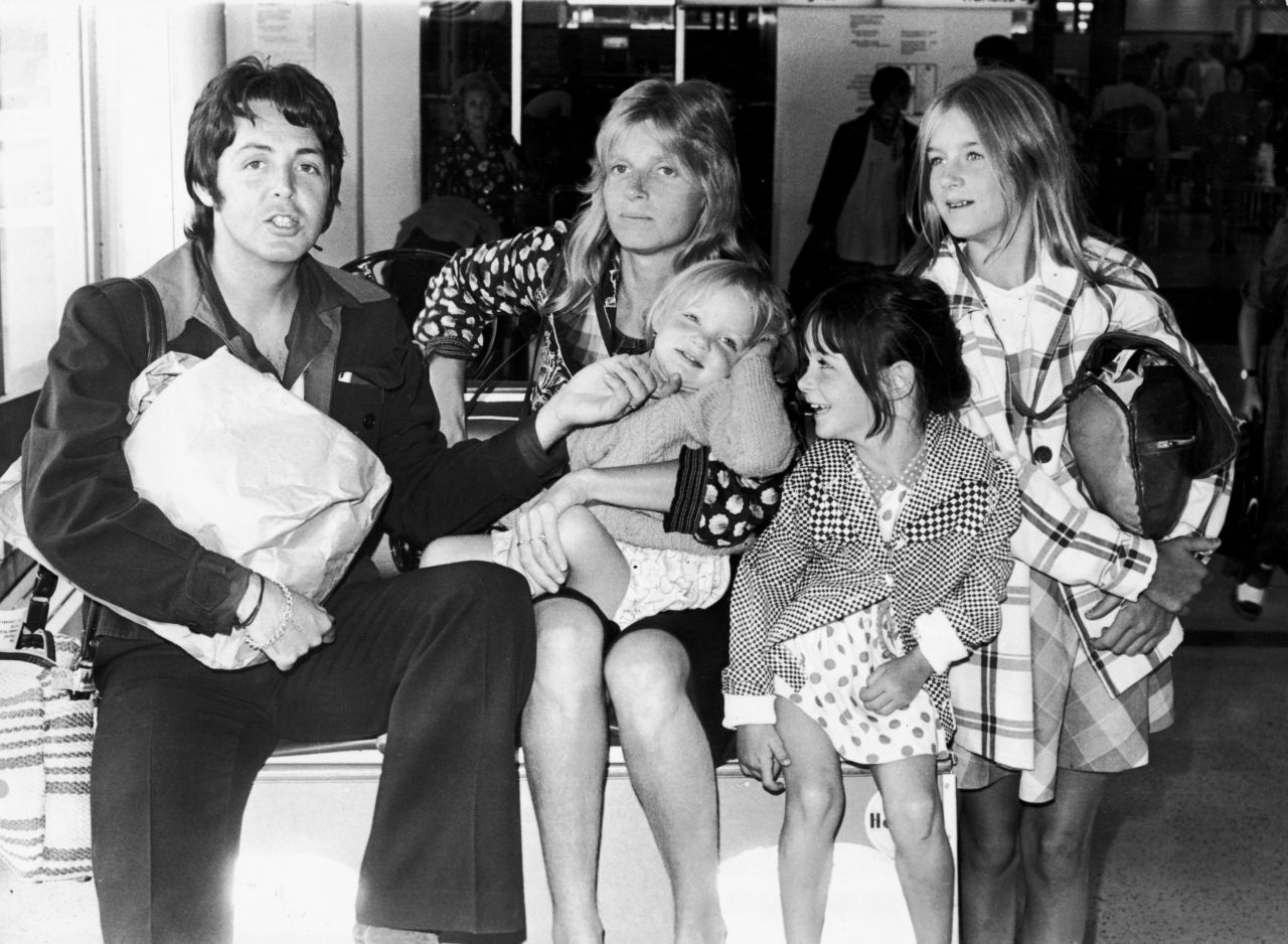The former Beatles singer, Paul McCartney, fathered daughter Beatrice with ex-wife Heather Mills when he was 61. Here he is pictured with his first wife Linda and their daughters in 1974.