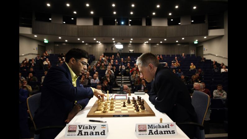 Vishy Anand plays Michael Adams at the London Chess Classic on Friday, December 4. Ten players are taking part in the tournament, which ends December 13 in London.