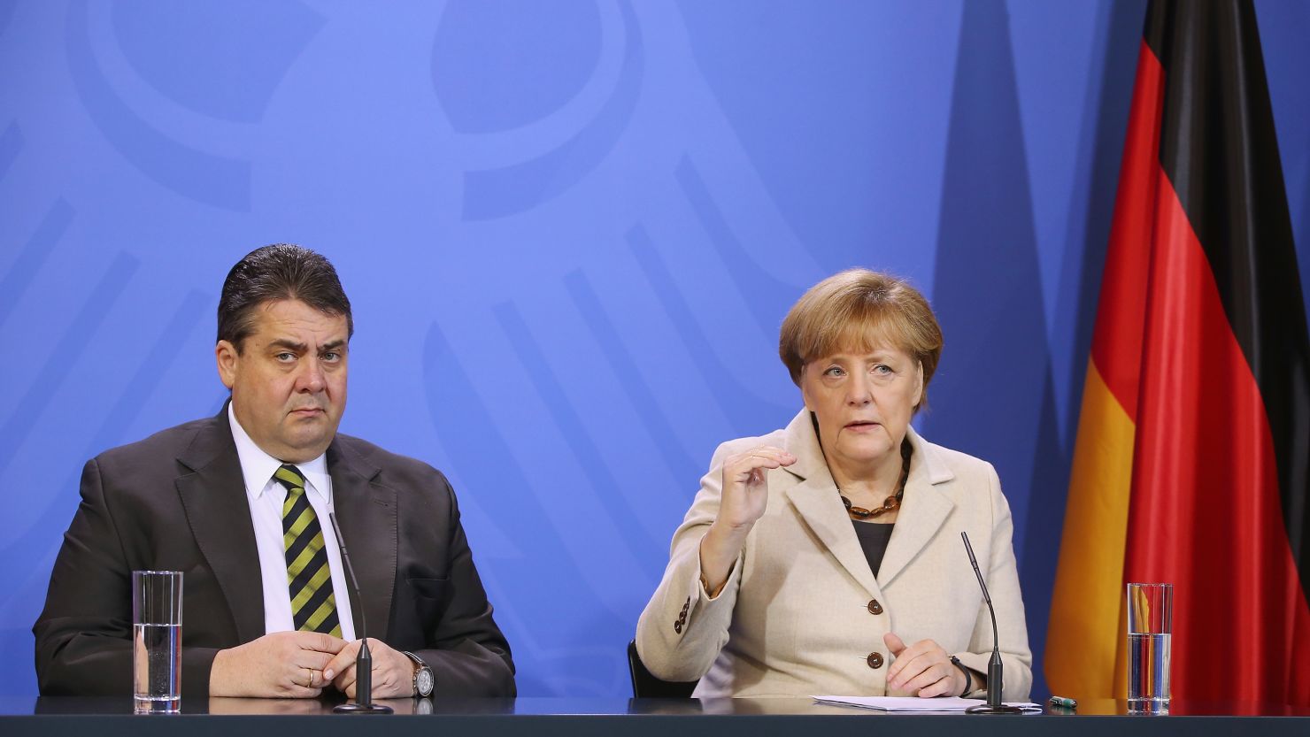 Germany's Vice Chancellor Sigmar Gabriel, seen here with Chancellor Angela Merkel, is the most high-profile western politician to accuse Saudi Arabia of condoning extremism.