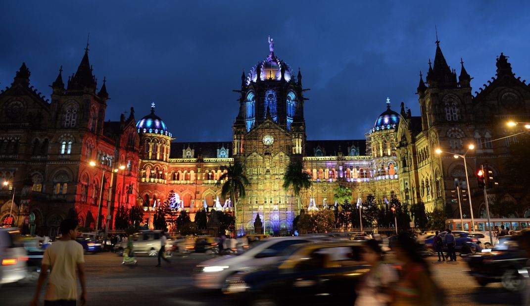 The Chhatrapati Shivaji railway terminus is one of the most beautiful buildings in Mumbai. Some say the Gothic architecture looks best when lit up at night.