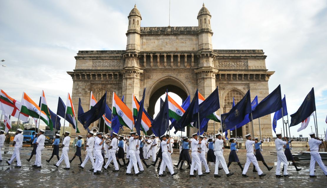 Gateway of India -- a visual synonym for Mumbai.