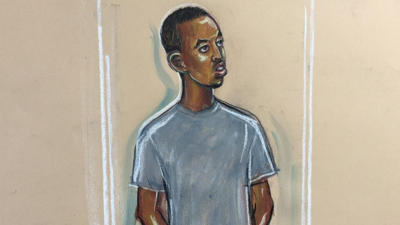 Sketch of Muhyadin Mire appearing in court.