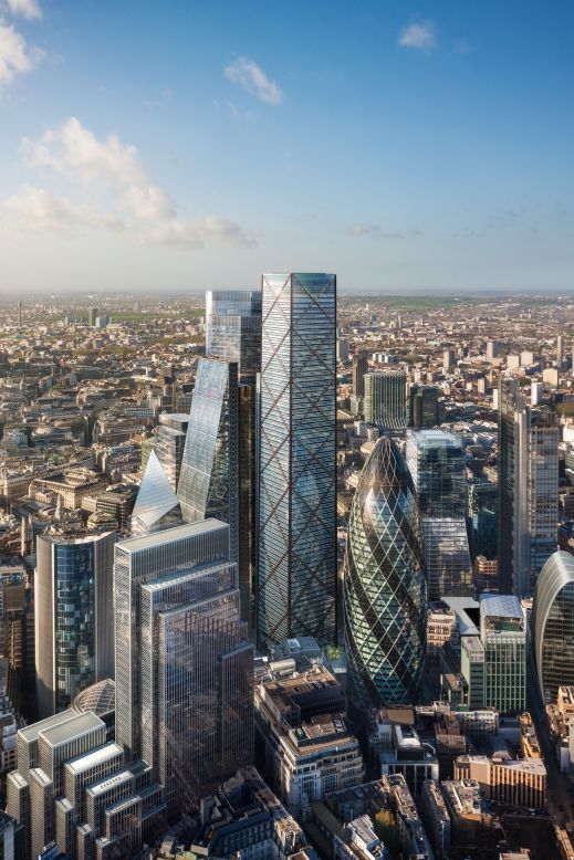 It will rise above the neighboring skyscrapers in London's financial center: more than 80m taller than the triangle-shaped "Cheesegrater" (left) and dome-shaped "Gherkin" (right). 