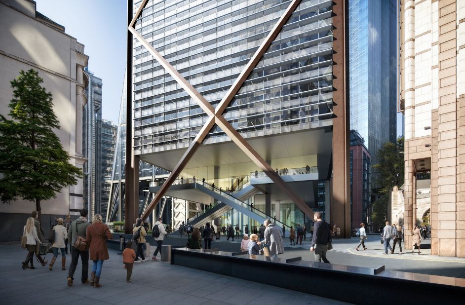 The base will be raised 33 feet above the ground to create a new public square below. At the top, there will be a viewing deck that will provide free access to the public, say developers, and "London's highest restaurant." 