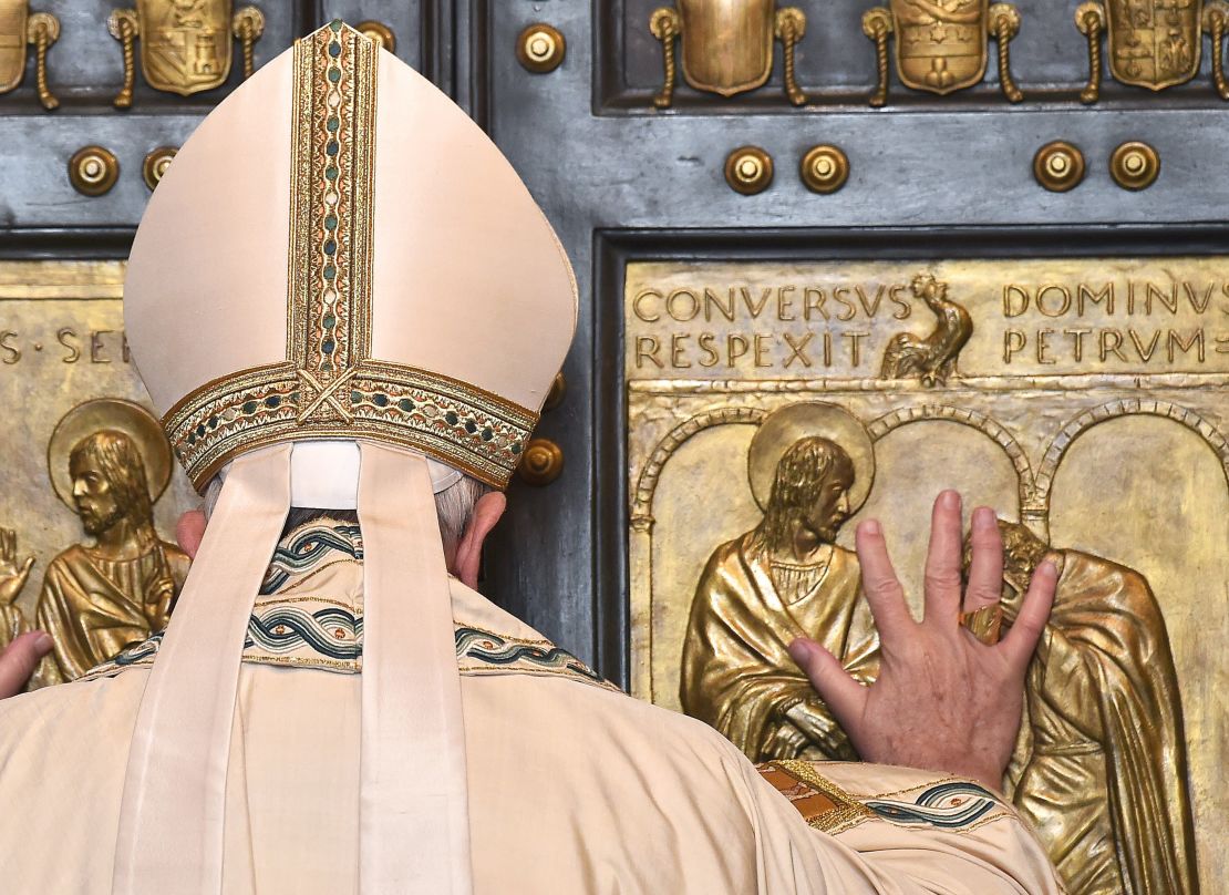 Pope Francis opens the "Holy Doors" at St. Peter's Basilica to mark the start of the Jubilee Year of Mercy.