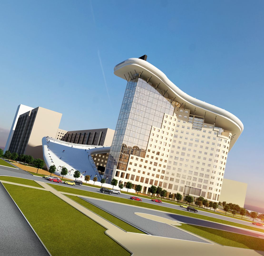 An artist's impression of the Slalom House which has been designed for the city of Astana in Kazakhstan.